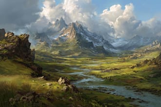 make amazing fantasy environment landscape