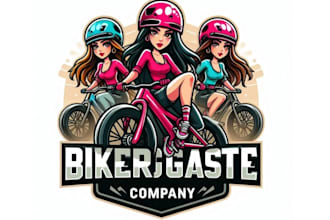 bike race girls mascot logo design with unlimited review
