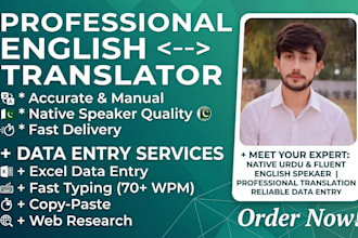 do professional english to urdu translation and data entry