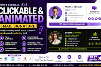 design clickable html email signature and animated email signature