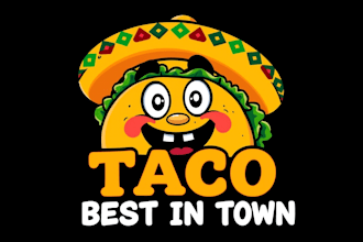 make eye catching taco food mascot logo only 12 hours
