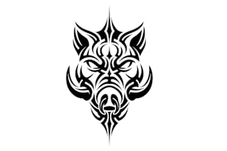 design tribal pig boar tattoo logo