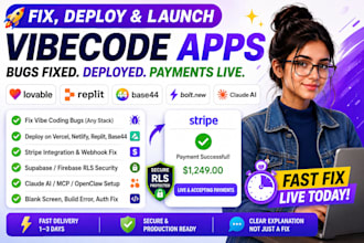 fix deploy vibecode lovable website claude ai replit  base44 apps stripe setup