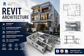 do  modern house plans, revit 3d modeling and  2d drawings