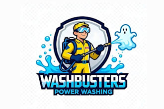 design mascot wash busters power washing logo
