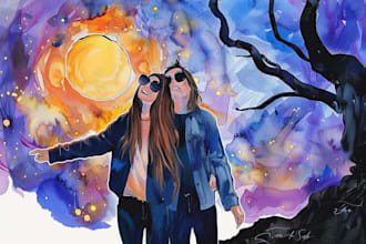 design a stylised watercolor illustration