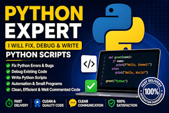 fix python errors, debug code and write python scripts