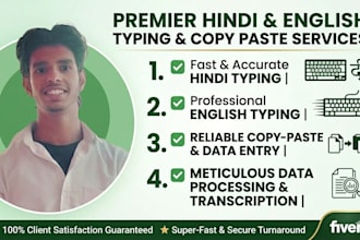 do fast and accurate english to hindi data entry and typing