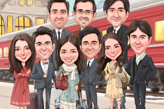 make a group cartoon caricature for a corporate or business