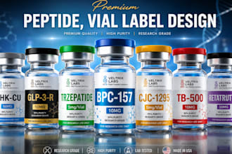 design clean peptide label for supplement, vial, sarms and product label