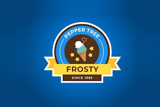 design pepper tree frosty ice cream shop logo