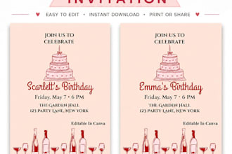 design editable canva invitation templates for birthday, wedding or events