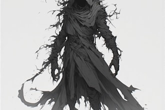 draw creepy and detailed horror character illustration