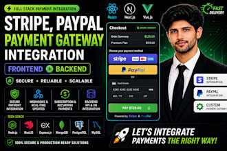 integrate stripe, paypal payment gateway