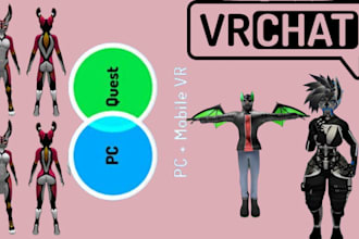 create custom vrchat furry avatar, vrc vtuber model, anime 3d character vr chat