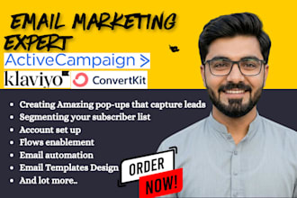 setup email marketing and campaigns on activecampaign klaviyo convertkit kit