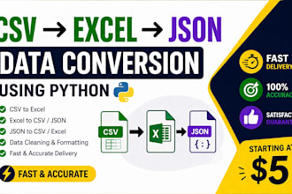 convert csv excel json using python