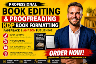 proofread edit book KDP formatting and amazon publishing