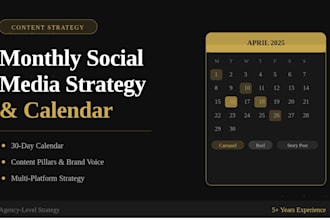 create a monthly social media content strategy and calendar