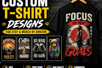 create custom graphic t shirt designs for etsy and merch by amazon
