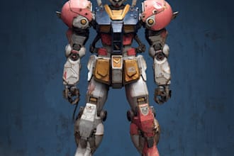 draw mecha robot,armor,gundam in anime or realism style