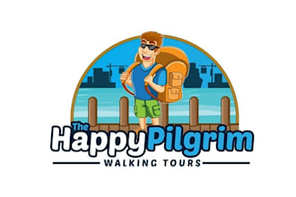 design mascot pilgrim walking tours logo