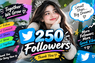 250 twitter followers as your need