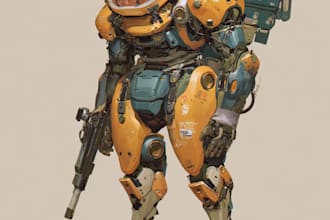 draw vintage robot characters for you