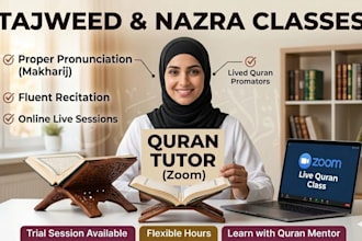 teach quran with tajweed nazra and noorani qaida