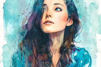draw watercolor illustration and watercolor portrait