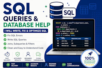 write sql queries, joins and fix database errors