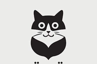 design minimalist, cute pet, cat, dog, animal, mascot logo