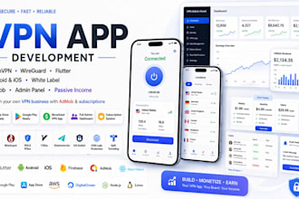 vpn app openvpn wireguard v2ray admin panel admob android ios flutter white labe