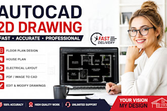 do autocad 2d floor plan, house plan, electrical sld and layouts, PDF to cad