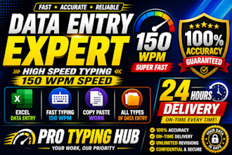 do fast data entry, typing work with 150wpm speed