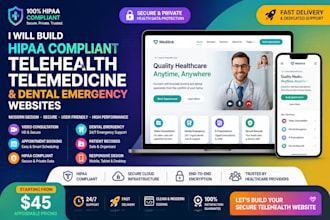 design hipaa compliant telehealth healthcare website for clinics and hospitals