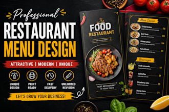 design an attractive menu card for restaurant and fast food shop