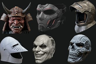 design 3d mask, 3d helmet, halloween cosplay  skull mask for 3d print and paint