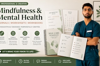 design mindfulness and mental health journals, worksheets and workbooks