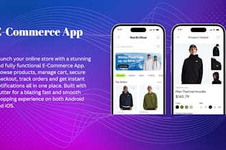 develop a flutter ecommerce app for android and ios
