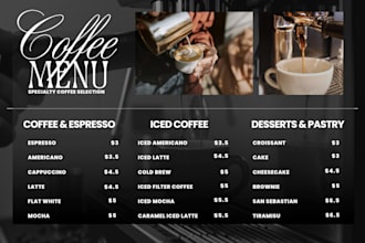 design coffee shop menu