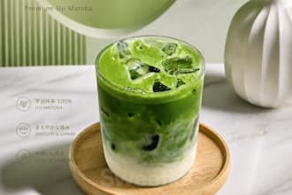 create a minimalist matcha latte photo collection for brands