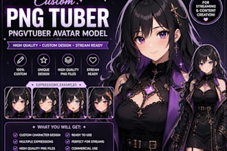 draw custom pngtuber, png tuber, pngvtuber avatar model for streaming