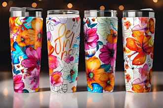 design custom skinny 2d 3d inflated 20,30,40oz tumbler, mug, cup wrap design