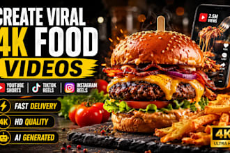 create viral 4k food cooking recipe video for youtube short reel tiktok ai video