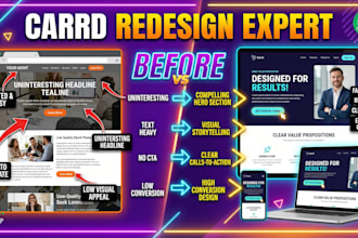 carrd website design, redesign carrd website and carrd landing page design