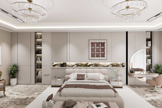 design a modern luxury master bedroom interior