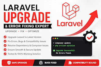 upgrade laravel version and fix errors, bugs and compatibility issues