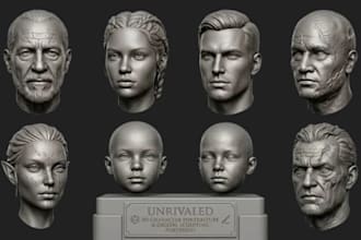 sculpt realistic 2d photo to 3d head bust model likeness stl obj 3mf 3d printing