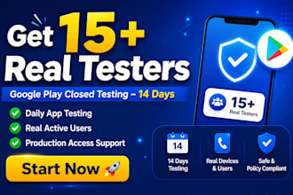 provide 15 plus google play testers for android app testing and closed testing